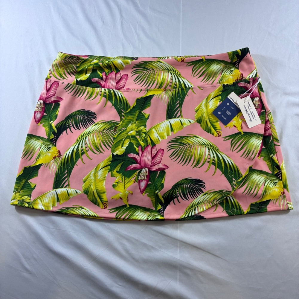 Tommy Bahama Everyday Active Skort XL Pink Tropical Palm Floral UPF 50 NWT